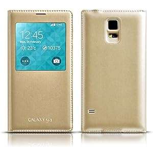 Eallc New Premium S-View Leather Flip Window Case Cover For Samsung Galaxy S5 i9600--Auto wake/sleep