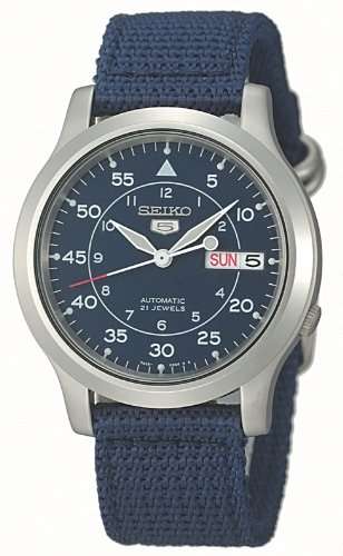 Seiko Men's SNK807 Seiko 5 Automatic Blue Canvas Strap Watch