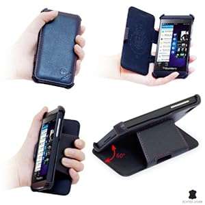Manna Genuine Leather Flip Case for Blackberry Z10 - Black