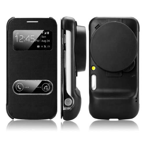 Sannysis(TM) 1PC Elegent Flip Leather Case For Samsung Galaxy S4 S IV Zoom C101 (Black)