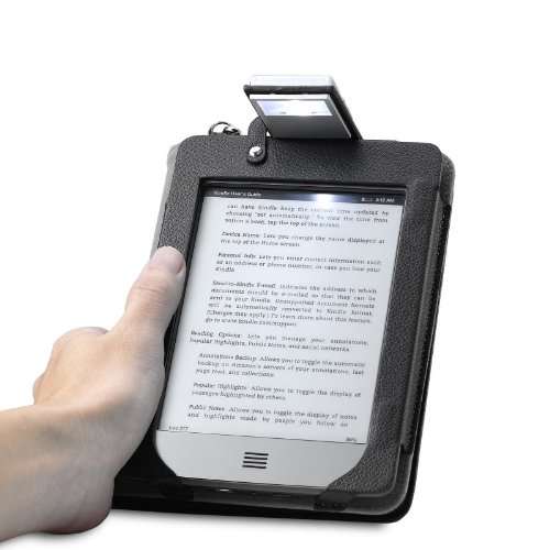 Acase(TM) Lighted Kindle Touch Leather Folio Case (Black)