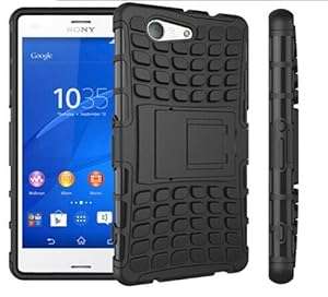 Sony Xperia Z3 Compact - Stylish Heavy Duty Shock Proof Dual Case Cover with B (Shockproof Black)