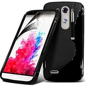 (Black) LG G3 D855 Elegant S line Hydro Wave Gel Skin Case Cover Ret (S + Pen Line + Pen (Black))