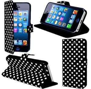 eFuture(TM) Black/White Polka Dot Leather Flip With Stand Case Cover fit for the ne (Black/White)