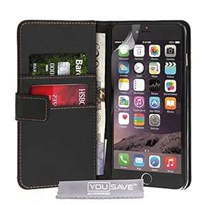 Yousave Accessories iPhone 6 Plus Case Black PU Leather Wallet Cover