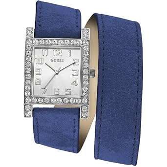 Guess Ladies Blue Leather Suede Watch W0158L1