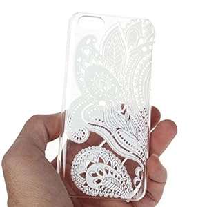 Malloom White Transparent Carved Pattern Vintage Hard Case Cover for iPhone 5C