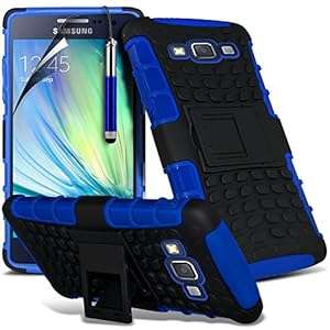 ( Blue ) Samsung Galaxy A3 Case Premium Quality Tough Survivor Hard Rugged Sh (SPROOF Blue + Pen)