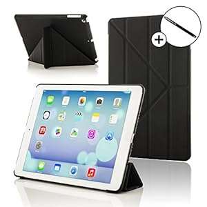 ForeFront Cases New Leather Origami Case Cover for Apple iPad Air - Full device protectio (Black)