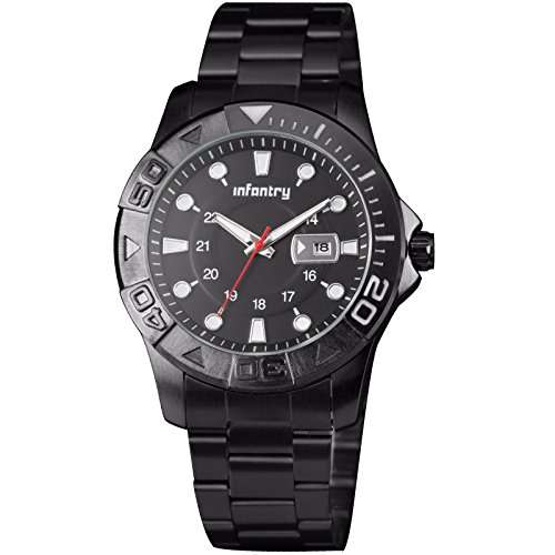 Glow in Dark INFANTRY Police Mens Clock Watch Sports Army Black Stainless Steel Waterproof #IN-093-S