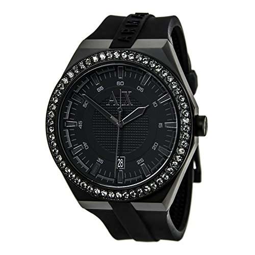 Armani Exchange Black Silicone Crystal Ladies Watch AX1217