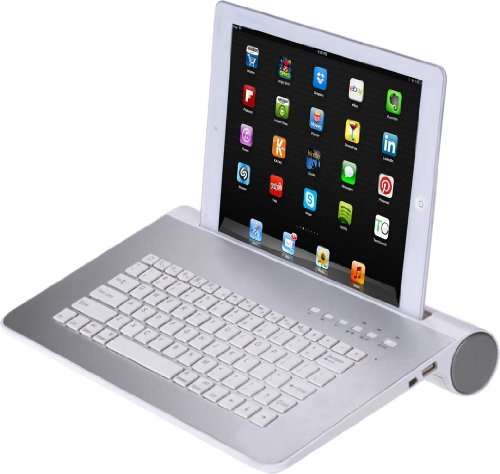 Wireless Tablet Keyboard with Bluetooth Keyboard and Speakers for 7-10 inch Tablets, Works with iPad