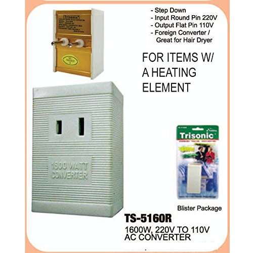International Voltage Converter 220V to 110V 1600 Watt. Use US appliances overseas
