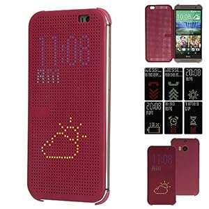 TECHGEAR HTC One M8 DOT MATRIX VIEW Flip Case Cover With Auto Sleep Wake Function (PURPLE)
