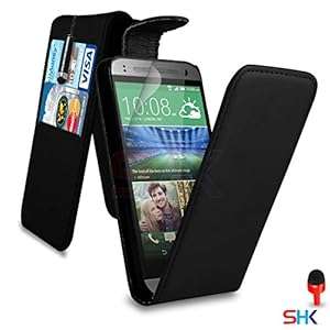 HTC One Mini 2 Premium Leather Black Top Flip Wallet Case Cover Pouch Mini Touch St (Flip Black)