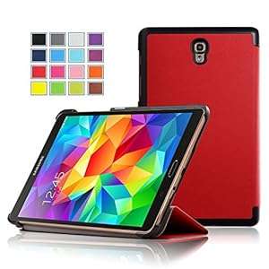 IVSO Slim Smart Cover Case for Samsung Galaxy Tab S 8.4 Tablet with Auto Sleep/Wake Functio (Red)