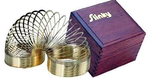 POOF-Slinky Model #1205 14-Karat Gold Plated Original Slinky with Wooden Display Box, Single Item