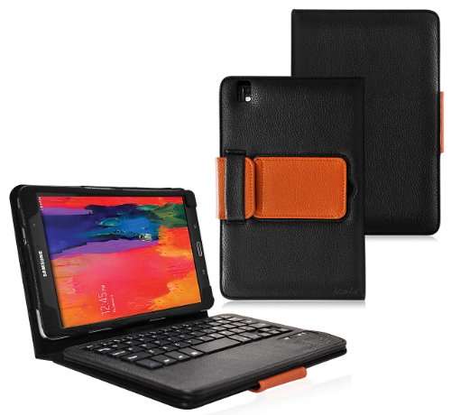 Ionic Bluetooth Keyboard Tablet Stand Leather Case for Samsung Galaxy Tab Pro 8.4 TabPro 8.4 (Black/