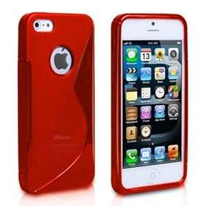 DN-TECHNOLOGY Apple iPhone 5C Red Gel Case S line Wave Gel Case & Screen Protector
