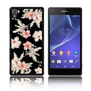 Vintage Floral Flowers [black] Cover for Sony XPERIA Z2 Super Thin polycarbonate Case