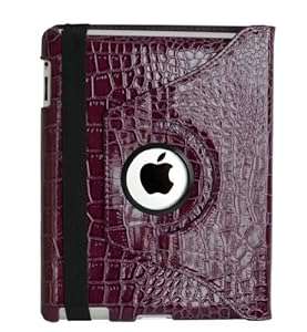 Case for iPad 2 iPad 3 iPad 4 Premium inShang PU Leather Multi-Function PU Lea (crocodile purple)