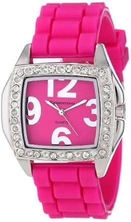Cerentino Women's CR100-FS Fuchsia Silicone Rubber Rhinestones Watch