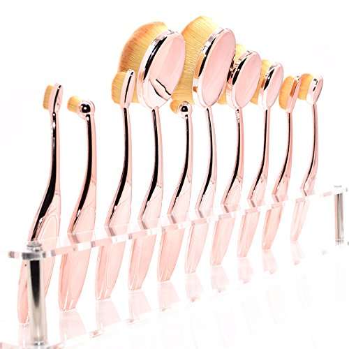 Dolovemk 10Pcs/Set Makeup Elite Oval Brushes Set Eyebrow/Foundation/Blusher Brush Kit for Liquid/Pow