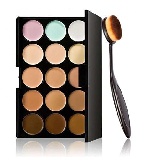 Toraway Pro 15 Colors Concealer Contour Palette +1 PC Toothbrush Curve Foundation Brush