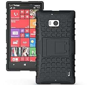 New Nokia Lumia 930 2014 BLACK Heavy Duty Shockproof Stand Hard Back Case Cover With BONUS Nokia Lum