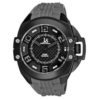 **R3700**Joshua & Sons Men's JS-39-GY Swiss Quartz Silicon Strap Crown Guard Watch