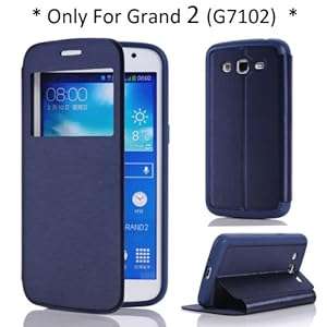 Arbalest for Samsung Galaxy Grand 2 G7102 Brushed Texture PU Leather Flip Cover Case w (DarkBlue)