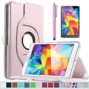 Samsung Galaxy Tab 4 7.0 Case ULAK Samsung Galaxy Tab 4 7.0 360 Degree Rotating Flip Case (Pink)
