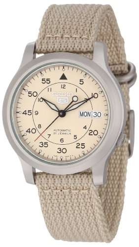 Seiko Men's SNK803 "Seiko 5" Automatic Watch with Beige Canvas Strap