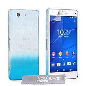 Yousave Accessories Sony Xperia Z3 Compact Case Blue / Clear Raindrop Hard Cover