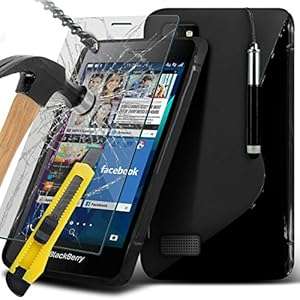 Fone-Case ( Black ) Blackberry Leap Case Brand New Luxury S Line W (Wave Gel+ Tempered ( Black ))