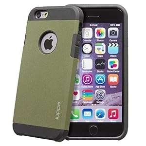 Juppa Tough Armour Sand Storm Dual Layer Case Cover for Apple Iphone 6 features Ext (Khaki Green)