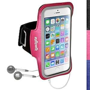 iGadgitz Reflective Anti-Slip Pink Sports Jogging Gym Armband for Apple iPhone 6 4.7in 2014 (Pink)