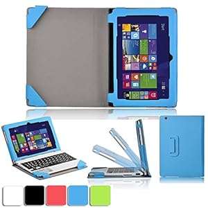 IVSO Toshiba Satellite Click Mini 8.9-Inch - 2-In-1 Leather Portfolio Stand Cover Case for (Blue)