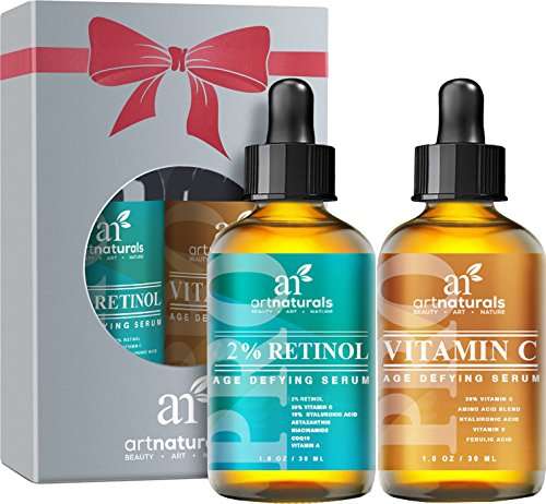 Art Naturals Vitamin C serum (1.0 oz) and Vitamin A Retinol Serum (1.0 oz) for Anti Wrinkle and Dark