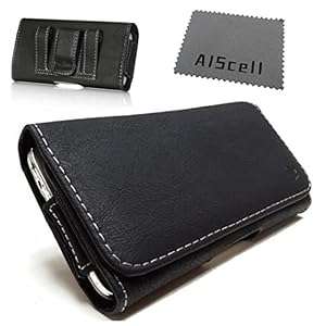 For Apple iPhone 6 Plus (5.5 ) SIDEWAYS BLACK DELUXE TEXTURE LEATHER CASE CARRYING POUCH HOLSTE