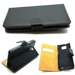 Luxury premium leather wallet mobile stand case cover for SAMSUNG GALAXY S2 - BLACK