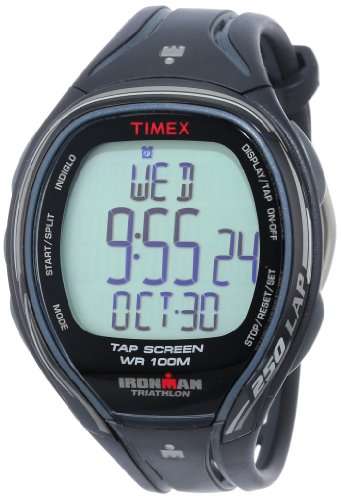 Timex Men's T5K588 Ironman Sleek 250-Lap TapScreen Black/Gray Resin Strap Watch