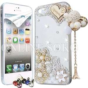 FOR APPLE iPHONE 5 5S LUXURY 3D I LOVE YOU CRYSTAL DIAMOND CASE BLING DIAMANTE HARD COVER