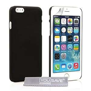 Yousave Accessories iPhone 6 Plus Case Black Hard Hybrid Cover