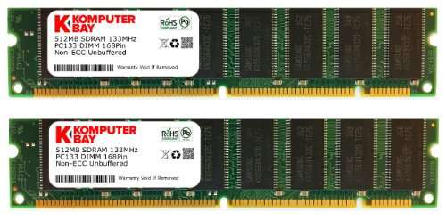 KOMPUTERBAY 1GB (2x 512MB) PC133 SDRAM 133MHz 168 pin 3.3v NON ECC DIMM DESKTOP MEMORY- 100% Compati