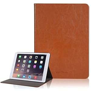 Canwelum Smart Leather iPad Air 2 Case Brown Leather Case for iPad Air 2 Designed with a (Brown)