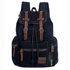 EcoCity Unisex Vintage Canvas Laptop Rucksack Backpack School Bags