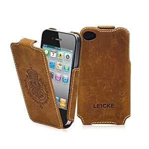 Manna Vintage Genuine Nubuck Leather Flip Case Cover for iPhone 4/4S - Brown