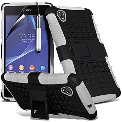 ( White ) Sony Xperia Z2 Case Tough Survivor Hard Rugged Shock Proof Heavy Duty Case W/ Back St