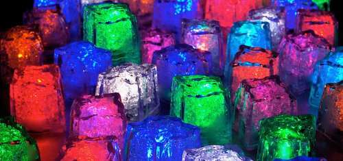 48 Light Up Ice Cubes - Rainbow - On/Off Switch - Flash/Blink/Steady